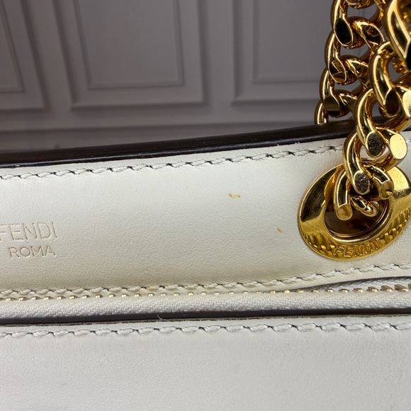 Fendi White Leather Dot Com Chain Shoulder Bag | Full Set | Entrupy COA - Picture 8 of 16